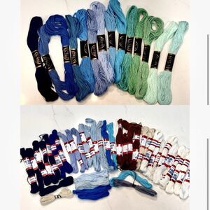 Embroidery Floss Thread Lot of Misc Skeins & J&P Coats GREENS 8m 8.75 yd. Each